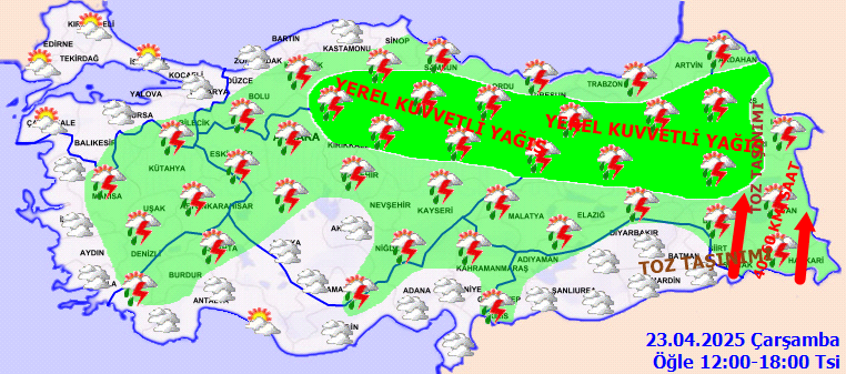 Gök gürültülü sağanak yağış uyarısı